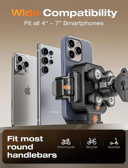 TOPGO Dual Vibration Dampener Motorcycle Phone Mount Holder - [Not Block Camera] Motorcycle Cell Phone Holder, Bike Phone Mount, Fit iPhone 17/16/15/14/13 Pro Max, 4.7-6.7" Phones, Black