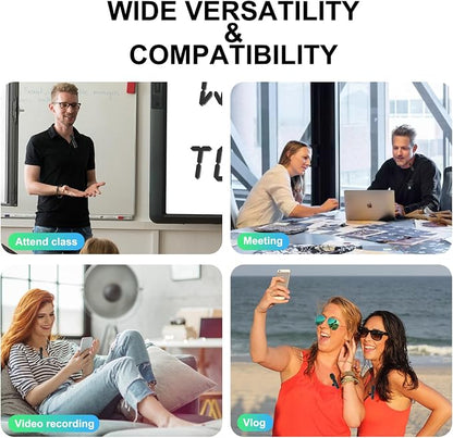 2 Pack Wireless Lavalier Microphone for iPhone, Professional Lapel Mics, Wireless Mic Plug-Play, Lapel Microphone for Video Recording Interview TikTok (USB C for Android iphone15/16)