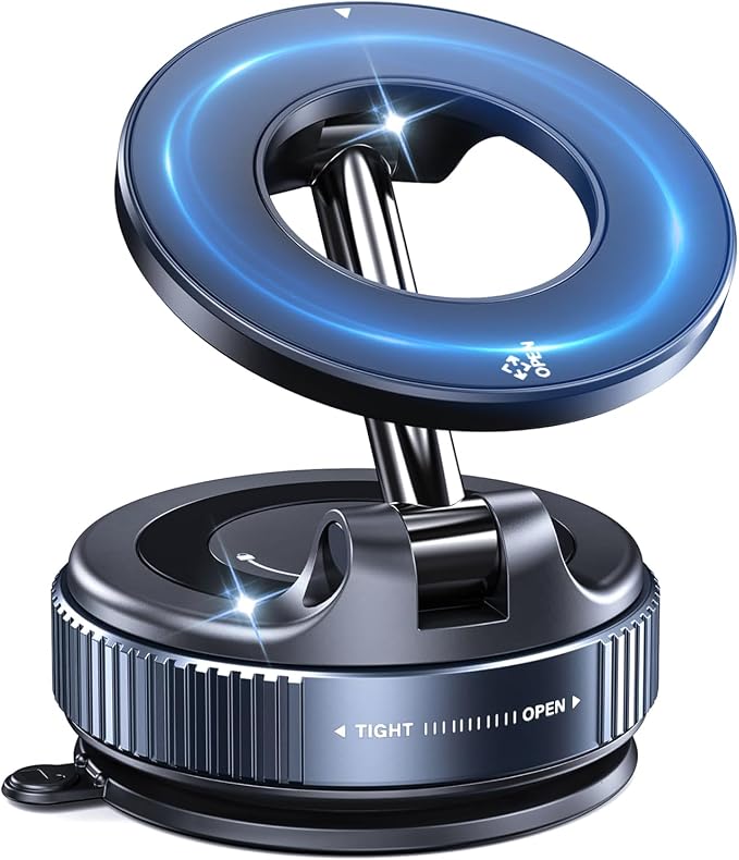 Vacuum Magnetic Car Phone Mount, 118LBS Nano Gel Suction Cup, 360° Adjustable, Compatible with Magsafe iPhone 12-17 Air Pro Max, Car Phone Holder for Dashboard Windshield Textured Surfaces