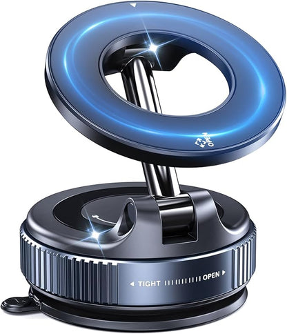 Vacuum Magnetic Car Phone Mount, 118LBS Nano Gel Suction Cup, 360° Adjustable, Compatible with Magsafe iPhone 12-17 Air Pro Max, Car Phone Holder for Dashboard Windshield Textured Surfaces