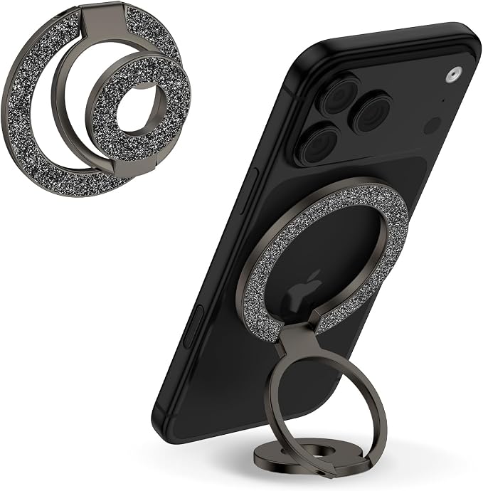 MagSafe Phone Grip Magnetic Finger Holder for Samsung Galaxy S26 S25 Ultra S24 S23 S22 S21 A17 A16 A15,Two-Sided Magnetic Finger Ring Grip Adjustable Kickstand for iPhone 17 Pro Max 16e 16 15 14 13 12