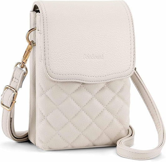RFID Small Crossbody Purses for Women Quilted Cell Phone Purse with RFID Blocking Credit Card Slots