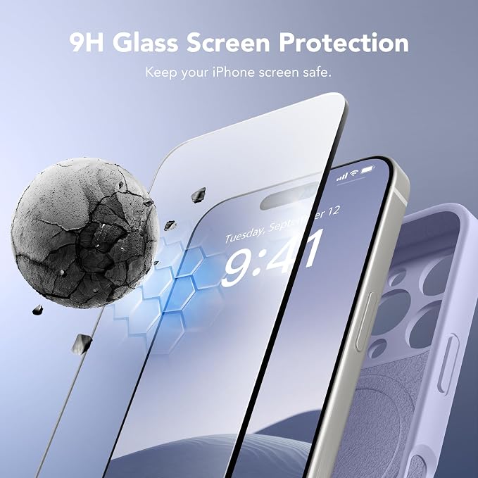 Magnetic for iPhone 16 Pro Max Case, Compatible with MagSafe, [Full Camera Protection][Screen Protector] Silicone Shockproof Protective Phone Case for iPhone 16 Pro Max 6.9", Lilac