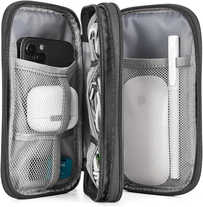 Electronic Organizer Travel Cable Accessories Bag, Electronic Organizer Case, Waterproof Electronic Accessories Organizer Bag for Power Bank, Charging Cords, USB Cable (Dark Gray)