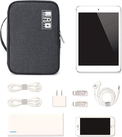 Lanola Travel Cable Organizer Bag, Electronic Accessories Case Portable Double Layer Cable Storage Bag for Cord, Charger, Flash Drive, Phone, SD Card,Personal Items - (Black)