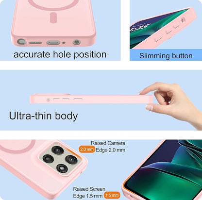 For Motorola Moto g Stylus 2025 Case [Compatible with Magsafe] Translucent Matte Magnetic Phone Case,Slim Thin Duty Shockproof Protection Cover with 2pc HD Screen Protector for Moto G Stylus 2025-Pink