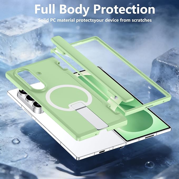 For Samsung Galaxy Z Fold 8 Ultra Case with Kickstand & Screen Protector | MagSafe-Compatible,Military Grade Drop Tested Non-Slip Slim Shockproof Case for Samsung Galaxy Z Fold 8 Ultra-Matcha Green