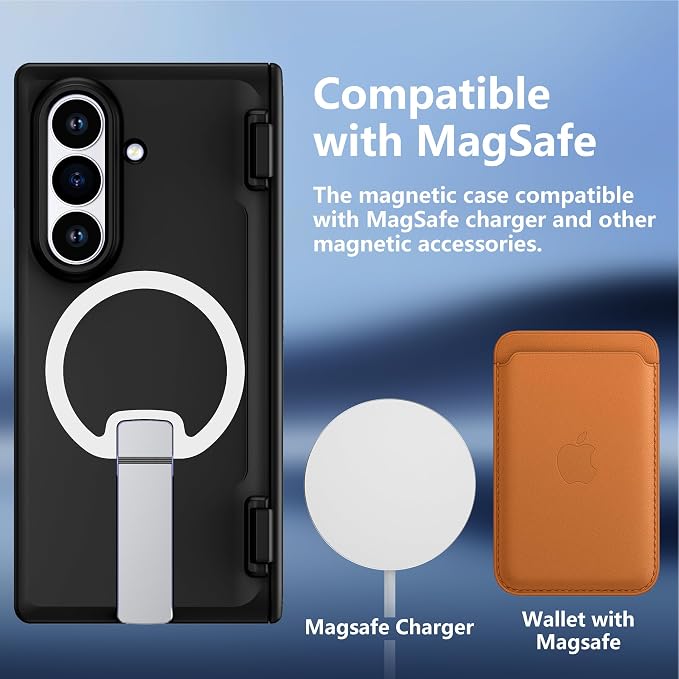For Samsung Galaxy Z Fold 8 Ultra Case with Kickstand & Screen Protector | MagSafe-Compatible,Military Grade Drop Tested Non-Slip Slim Shockproof Case for Samsung Galaxy Z Fold 8 Ultra-Black