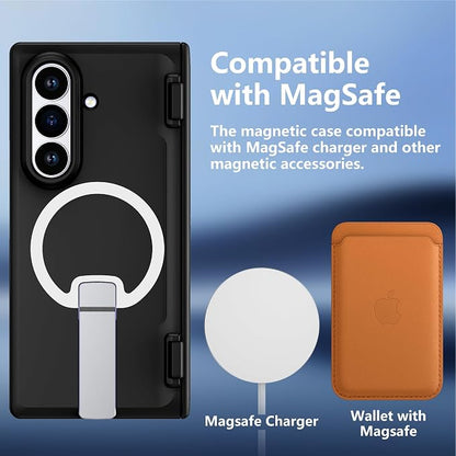 For Samsung Galaxy Z Fold 8 Ultra Case with Kickstand & Screen Protector | MagSafe-Compatible,Military Grade Drop Tested Non-Slip Slim Shockproof Case for Samsung Galaxy Z Fold 8 Ultra-Black