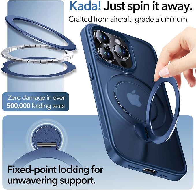 Anqrp 360° All-in-ONE Stand Case for iPhone 14 Pro with Rotatable Magnetic Kickstand Ring Holder, Compatible with MagSafe, MIL-Grade Shockproof iPhone 14 Pro Phone Case Cover 6.1" Blue