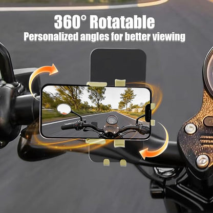 Motorcycle Bike Phone Mount, Bike Cell Phone Holder Clip, Bicycle Scooter Handlebar Clamp, for iPhone 17 16 15 14 Pro Max, Galaxy S25 S24 Ultra, 4.7-7" Phones, White