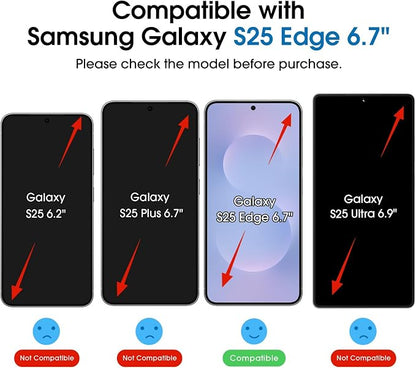 amFilm Auto-Alignment OneTouch for Samsung Galaxy S25 Edge 6.7" Screen Protector + Camera Lens Protector, Tempered Glass, 30 Seconds Installation, Bubble Free, Case Friendly, Anti-Scratch [2+2 Pack]
