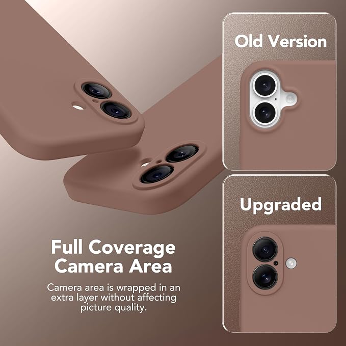 Magnetic for iPhone 16 Case, Compatible with MagSafe, [Screen Protector + Full Camera Protection], Silicone Shockproof Anti-Scratch Protective Phone Case for iPhone 16 6.1", Brown