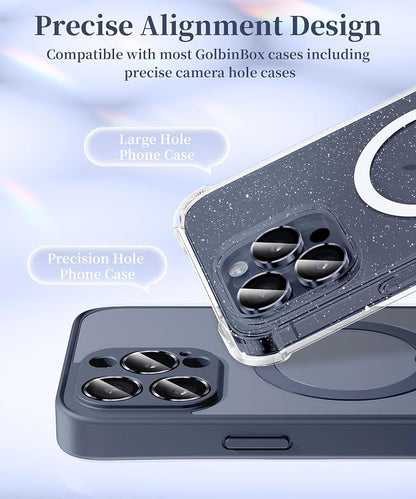 GolbinBox Camera Lens Protector for iPhone 15 Pro/15 Pro Max, 1:1 Invisible Fit, 9H Tempered Glass Ultra HD Metal Individual Camera Cover, Case Friendly, Deep Blue