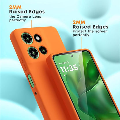 Case for Motorola Moto G Power (2025), 2 Pack Tempered Glass Screen Protectors, Soft TPU Silicone Shockproof Case-Orange