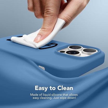 GONEZ for iPhone 14 Pro Case, Compatible with Magsafe, with Screen Protector + Camera Lens Protector, Soft Anti-Scratch Microfiber Lining, Shockproof Liquid Silicone Phone Cover, Lake Blue