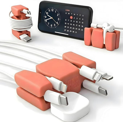 CordBrick 2PK Silicone & Steel Weighted Cord Holders for Bedside. Travel Phone Cable Organizers. Multiuse iPhone Accessories. Small Gifts for Him, College Student. Tech Gadgets for Teenagers. Coral