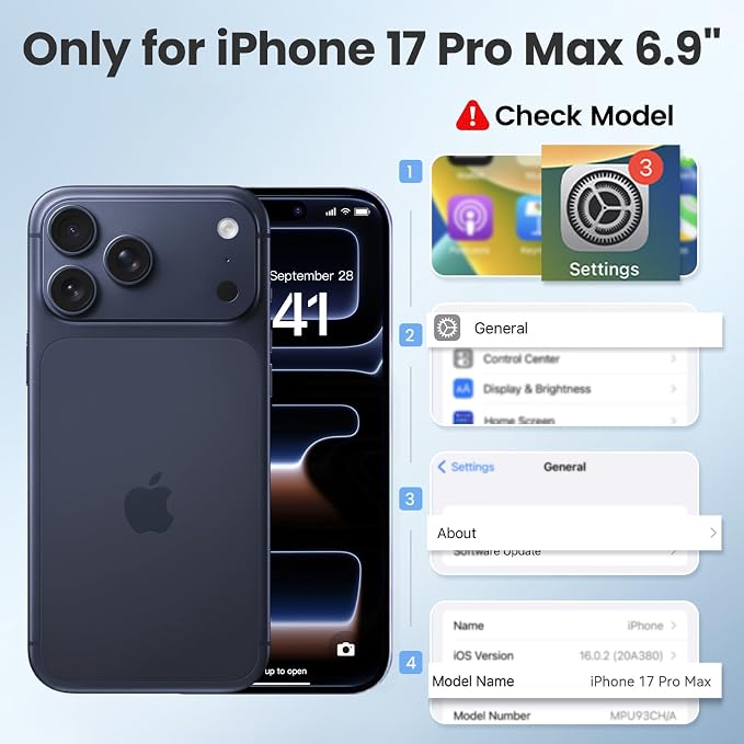 Mitywah Waterproof Case for iPhone 17 Pro Max, Rugged Metal Case with Built-in Screen Protector, Heavy Duty Full Body Shockproof Protective Cover 6.9 inch, Red