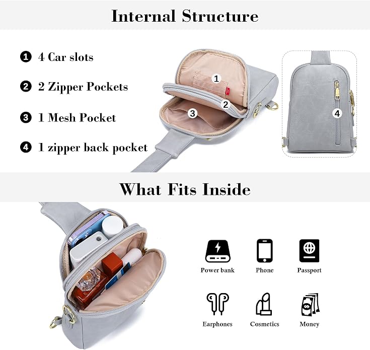 INICAT Small Sling Bag for Women Everyday & Travel Crossbody Bags Lightweight Cross Body Purses Vegan Leather