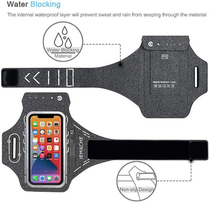 Armband for iPhone Pro Max 17 16 15 14 13 12 Plus, Air with Airpods Holder, Gym Workouts Running Phone Arm Band (Grey)