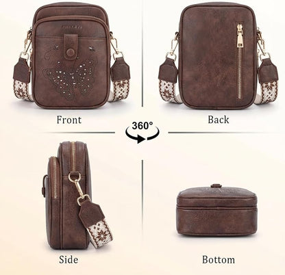 KITEVIUN Crossbody Bags for Women Leather Crossbody Purse Small Shoulder Phone Purse with Adjustable Strap & RFID Card Slots