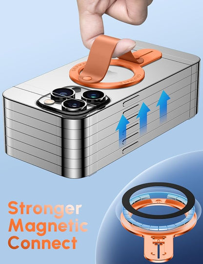 for MagSafe Phone Grip for iPhone - Magnetic Phone Ring Holder Detachable for iPhone 17 Pro Max - Comfortable Finger Phone Loop Grip for Apple 16/15/14/13/12,Cosmic Orange