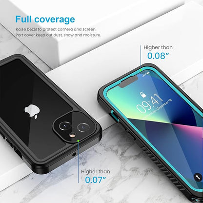 Lanhiem for iPhone 13 Case, IP68 Waterproof Dustproof Shockproof Cases with Built-in Screen Protector, Full Body Sealed Protective Front and Back Cover for iPhone 13, 6.1 inch (Blue)