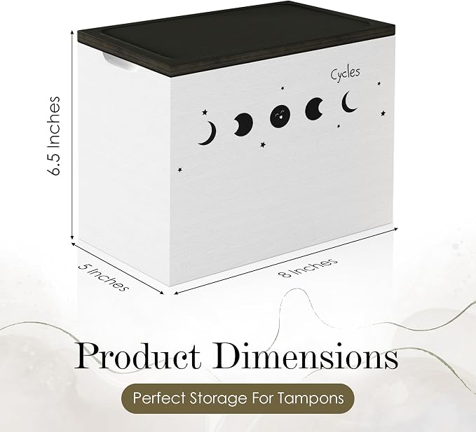 HOTCAN Discreet Tampon Holder for Bathroom with Vanity Tray Lid, Tampon Organizer for bathroom for Wall or Countertop Mount, Wood Pad Dispenser, Feminine Product Organizer