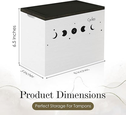 HOTCAN Discreet Tampon Holder for Bathroom with Vanity Tray Lid, Tampon Organizer for bathroom for Wall or Countertop Mount, Wood Pad Dispenser, Feminine Product Organizer