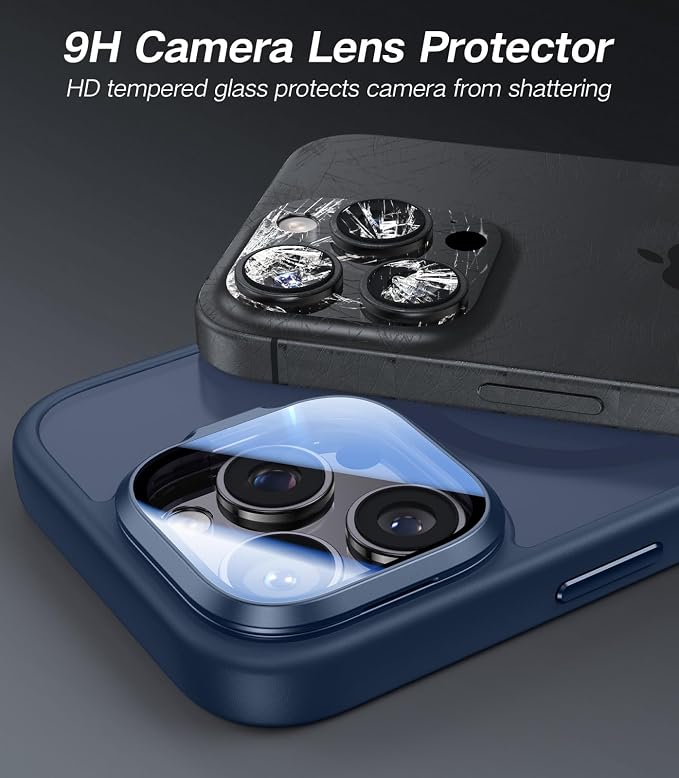 [Upgraded] for iPhone 16 Pro Case with Camera Cover Stand [Fit for MagSafe][9H Camera Lens Protector] Mil-Grade Protection Translucent Matte Magnetic iPhone 16 Pro Phone Case, Blue