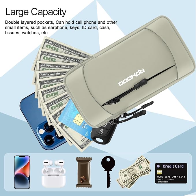 Phone Holder for Running, Waterproof Armband with Crossbody Strap, Lightweight Running Armband Phone Holder, Adjustable Elastic Running Band for iPhone Samsung 7.5 Inch (Crossbody Bag Khaki)
