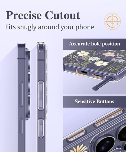 GVIEWIN for Samsung Galaxy S26 Ultra Case, Clear Floral Slim Shockproof Protective Women Phone Case, Non-Yellowing, with Screen Protector & Camera Lens Protector for S26 Ultra 6.9", Vibrant Spring