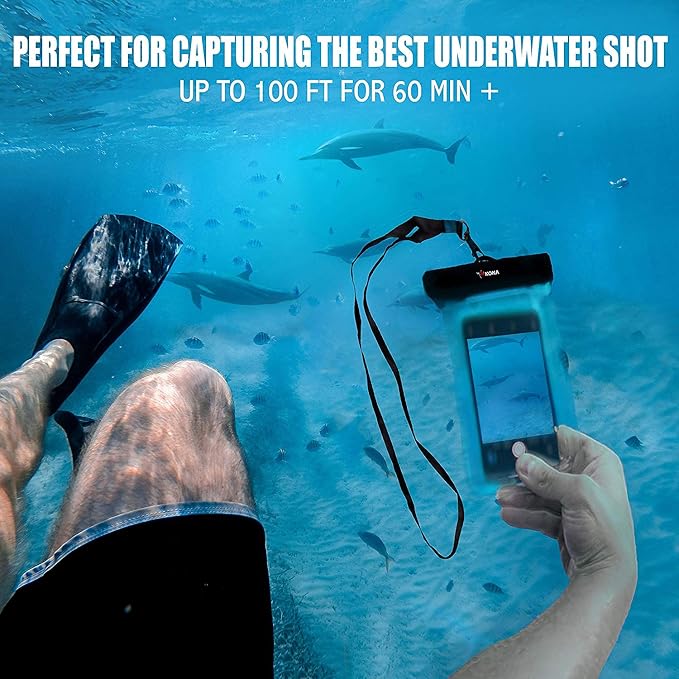 Kona Submariner Universal Waterproof Case - Waterproof Phone Pouch Compatible for iPhone 14 13 Pro Max XS Plus Samsung Galaxy S22 Cell Phones Up to 7.5", IPX8 Cellphone Dry Bag for Vacations - 2 Pack