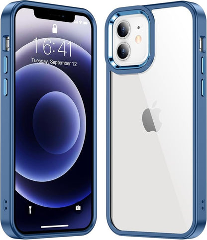Temdan for iPhone 12 Case Clear [Not Yellowing] Shockproof Slim iPhone 12 Phone Case 6.1 Inch Blue/Clear