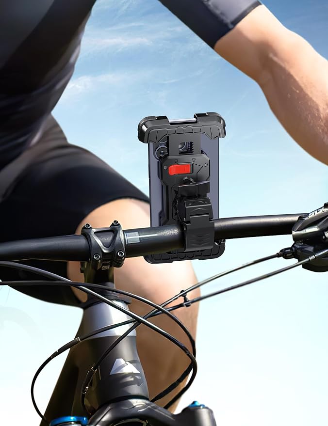 Grefay Bike Phone Holder, Universal Motorcycle Phone Holder with 360 Rotate for 4.7-6.8 Inch Smartphones, Compatible with Road Bike MTB Scooter