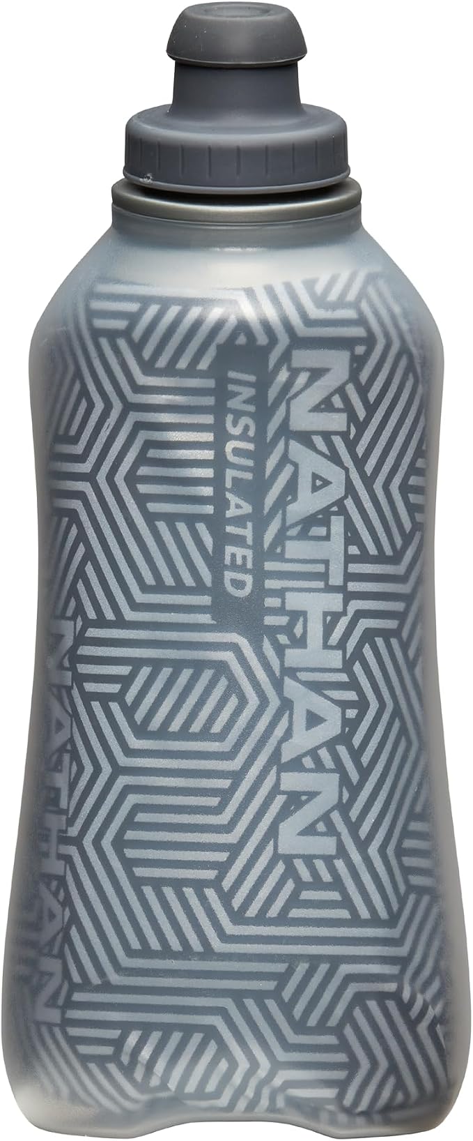Nathan SpeedDraw 2 Insulated Handheld Running Water Bottle Flask – Double-Wall Insulation, Ergonomic Grip, Blast Valve Cap, Phone & Key Storage Pockets, Reflective Design - 18oz, Deep Blue
