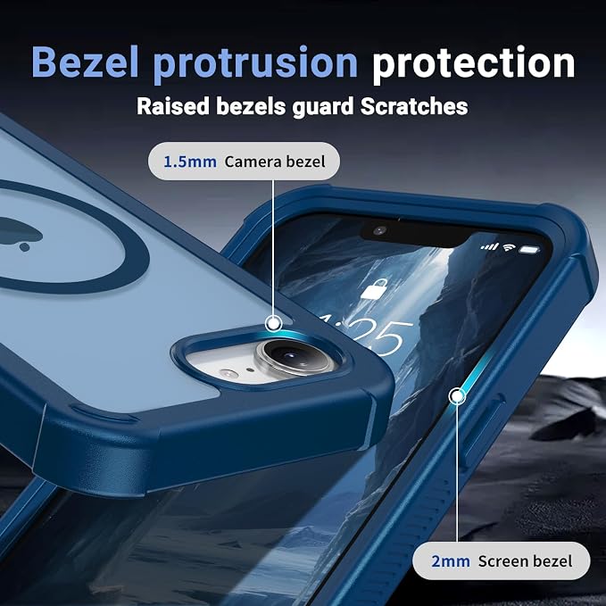 jaroco Magnetic for iPhone 17e Case& iPhone 16e Case, [Compatible with MagSafe][Military Grade Drop Protection][Heavy Duty Protection][Non-Slip][Shockproof] 2-Layer Bumper Phone Case 6.1''-Deep Blue