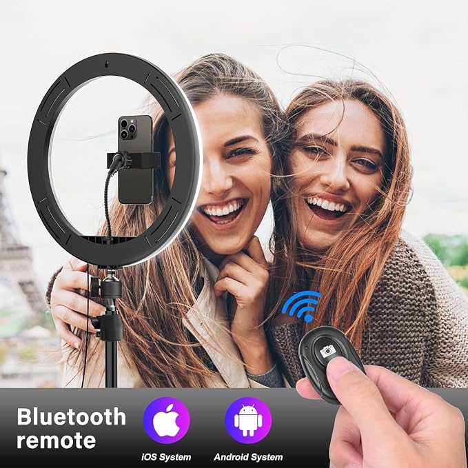 13" Selfie Ring Light with Stand 76" Tall & Phone Holders,Sunset Lamp, Tablet Holder,Desk Tripod& 51 Color Modes, Ring Light Tripod for iPhone,Video Recording,Live Streaming(TikTok/YouTube/Instagram)