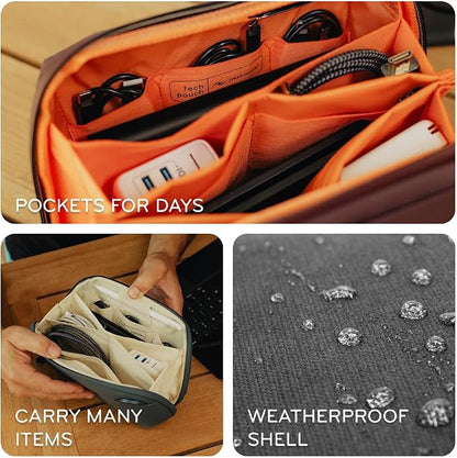 Peak Design Small Tech Pouch, Kelp, Electronics Organizer for Travel or Everyday Carry, Origami-Style Storage, Cable Pass-Through, Weatherproof Recycled Nylon, Gear Carry Bag for Men and Women