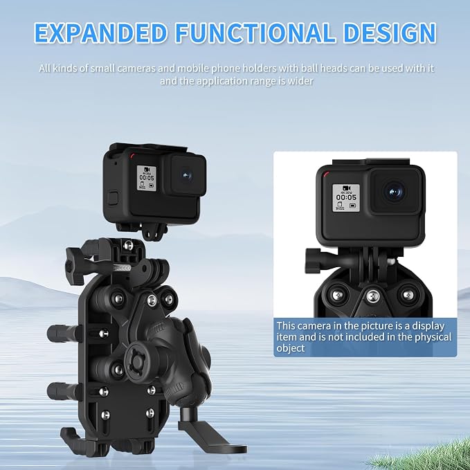 Motorcycle Rearview Mirror Phone Holder, 8-Claw Heavy Duty Thick Phone Mount Compatible with iPhone 15/14/13 Pro Max, Samsung Galaxy S23/S22 Ultra, Gopro Camera