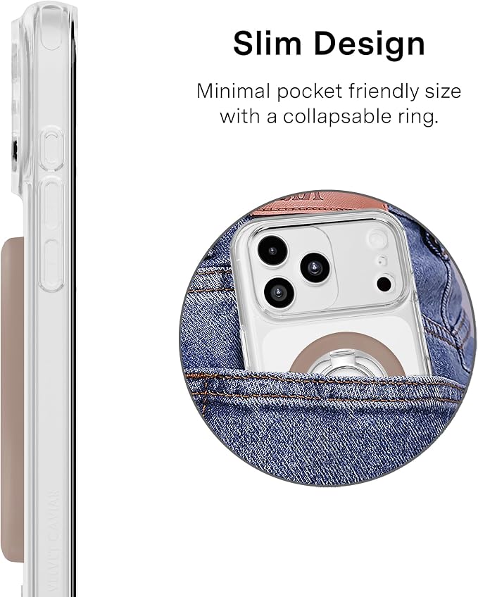VELVET CAVIAR Compatible with MagSafe Phone Grip 2.0 | Cute Magnetic Ring Holder | Finger Loop Kickstand | Pop On Accessory for iPhone 17, 16, 15, 14, 13, 12 | Cashmere Taupe