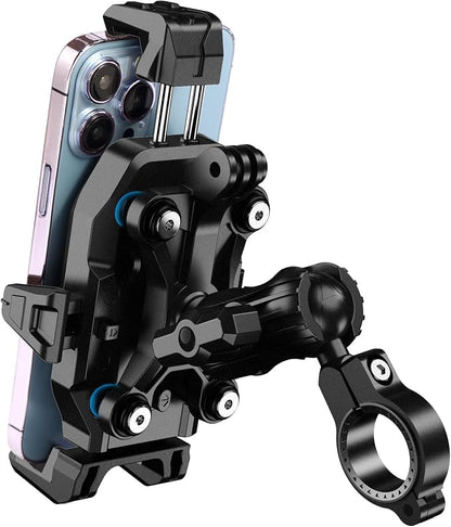 iMESTOU Motorcycle Phone Mount Anti-Vibration with 4 Shock Absorbers, Universal 22-32mm Handlebar Fit for Bikes/Motorcycles/EBikes, 720° Adjustable Heavy-Duty Phone Holder for 5.6”-7.4” Phones