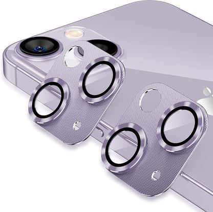 AFARER[2 Pack Camera Lens Protector for iPhone 14/14 Plus,Ultra HD,Upgraded Metal Tempered Glass Len Cover 9H Hardness Anti-Scratch（Purple）