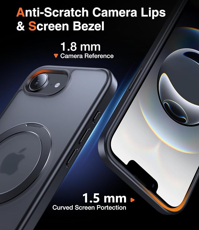 Chicfun 3-in-1 [Magnetic+Kickstand+Ring Holder] for iPhone 17e Case & iPhone 16e case with Stand Compatible with MagSafe, Military Shockproof Protective iPhone 17e Phone Case Kickstand Cover Black