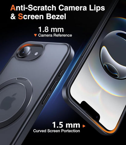 Chicfun 3-in-1 [Magnetic+Kickstand+Ring Holder] for iPhone 17e Case & iPhone 16e case with Stand Compatible with MagSafe, Military Shockproof Protective iPhone 17e Phone Case Kickstand Cover Black