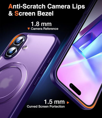 Chicfun 3-in-1 [Magnetic+Kickstand+Ring Holder] for iPhone 16 Plus Case with Stand Ring Holder， Compatible with MagSafe, Military Shockproof Kickstand Phone Case iPhone 16 Plus Cover Purple