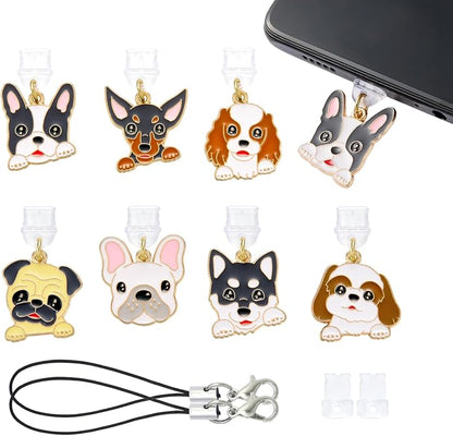 7-10Pcs Dust Plug Charm Type C with Alloy Pendants Cute Cell Phone Charms for Most Type C Phone,Readers Device