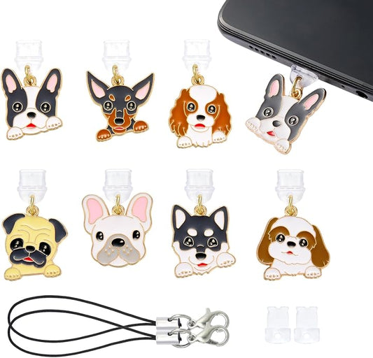7-10Pcs Dust Plug Charm Type C with Alloy Pendants Cute Cell Phone Charms for Most Type C Phone,Readers Device