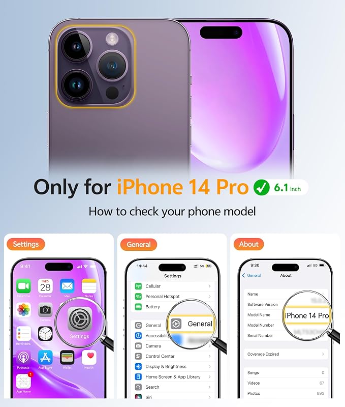 FNTCASE for iPhone 14 Pro Case: [Compatible with Magsafe] Translucent Matte Cases with [Full Camera Protection] [Screen Protector] Military Grade Shockproof Protective Phone Cover - Purple