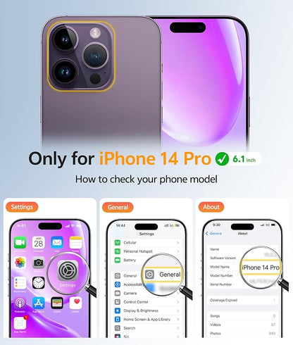 FNTCASE for iPhone 14 Pro Case: [Compatible with Magsafe] Translucent Matte Cases with [Full Camera Protection] [Screen Protector] Military Grade Shockproof Protective Phone Cover - Purple
